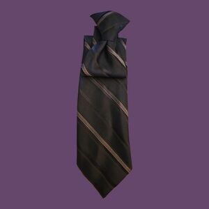 3/$30 Vtg AUSTIN MANOR 1980s Dark Gray Striped Slim Clip-on Tie
